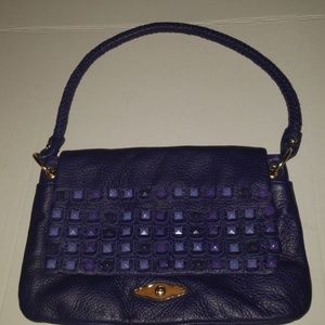 Elliott Lucca Purple Pebbled Leather Flap Bag